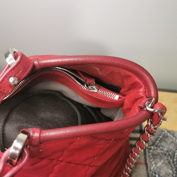 (Sold)100% Authentic Channel Lamb Skin Tote, Crossbody In Red - Picture 8 of 16